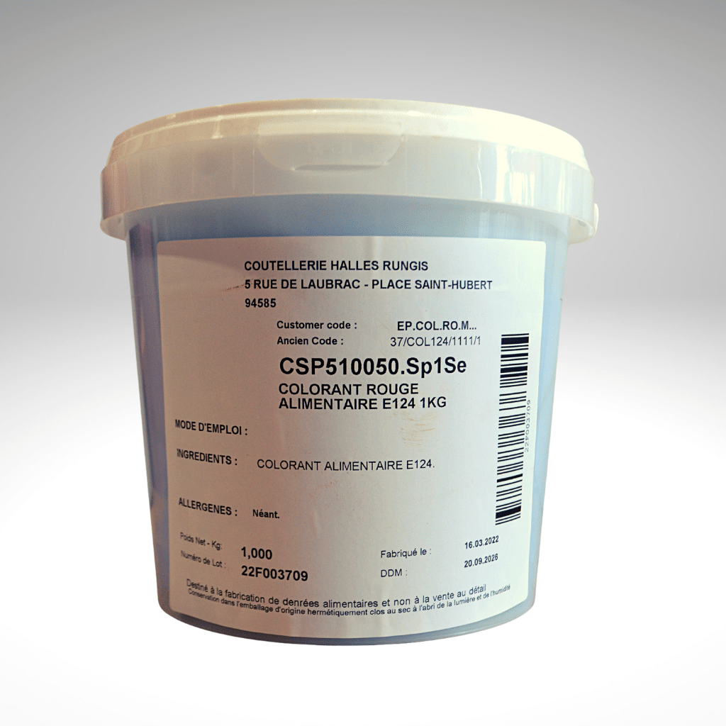 Colorant alimentaire en poudre rouge E124 - lipodispersible - 25 g