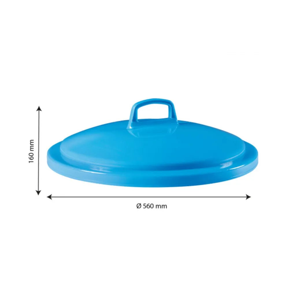 Couvercle avec poignée bleu pour Poubelle alimentaire ronde 75L HACCP | 560x160mm | GILAC