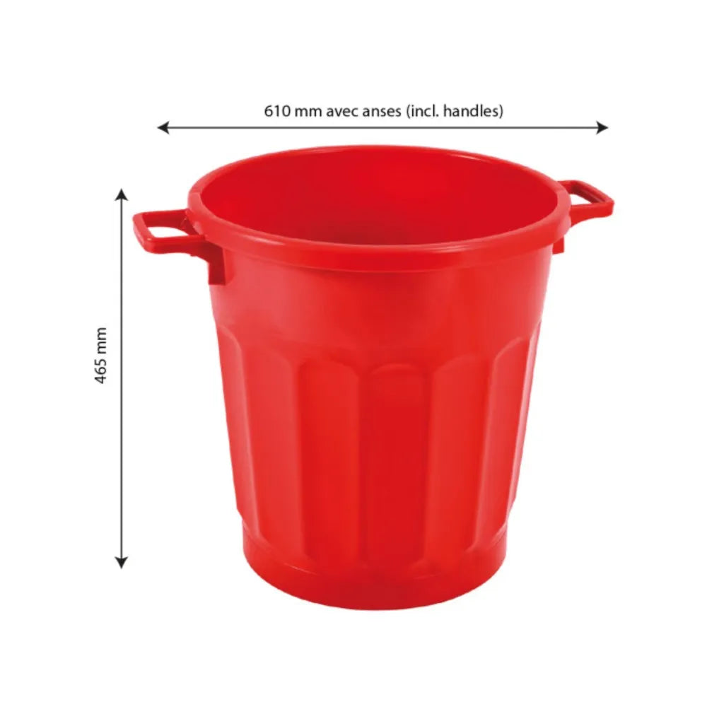 Poubelle alimentaire ronde 50L Rouge HACCP 465x480x610mm | GILAC