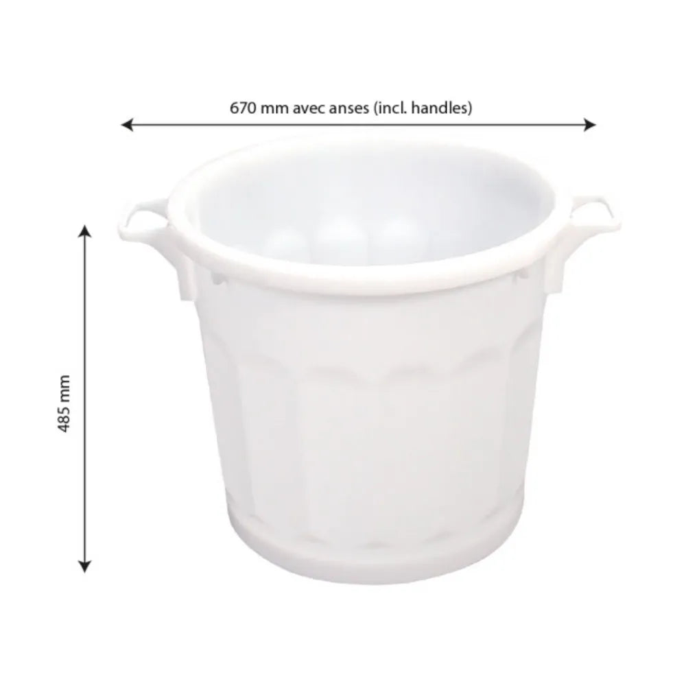 Poubelle alimentaire ronde 75L Blanche HACCP 485x540x670 mm | GILAC